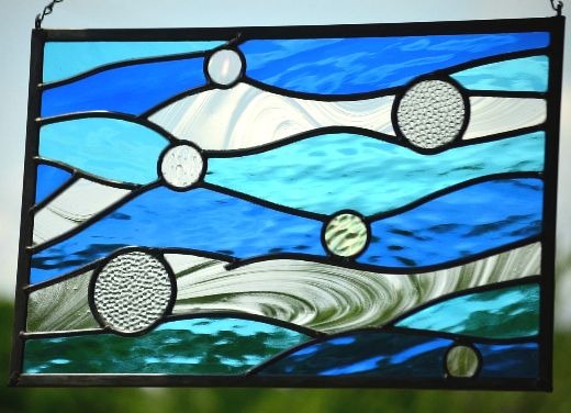 Stained Glass Blue Ocean Panel