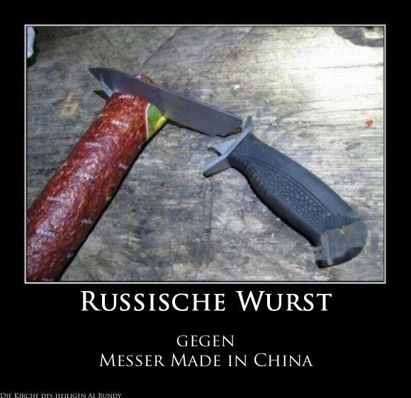 Lustiger Produkttest - Messer aus China gegen feste russische Wurst
