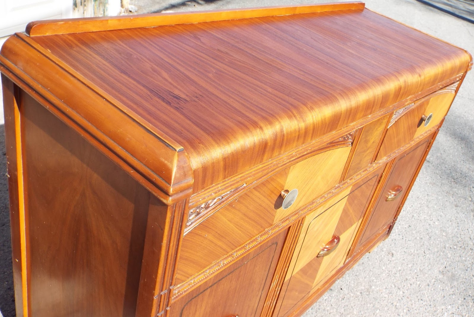 Boho Chic Antique Waterfall Buffet Credenza Sold