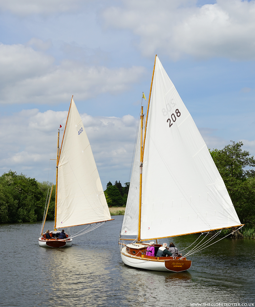 Sailing yachts on the Norfolk Broads