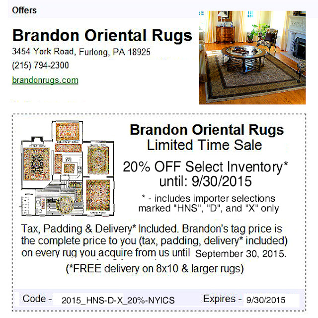 Brandon Oriental Rugs OFFER EXTENDED THRU OCTOBER 2015 Bucks County
