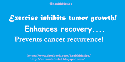 Exercise inhibits tumor growth! Enhances recovery....Prevents cancer recurrence!