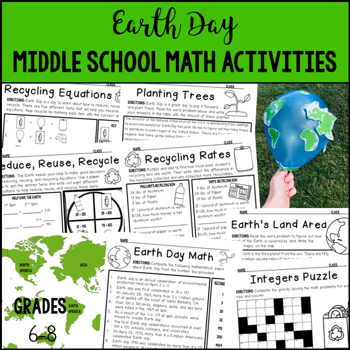 Kelly McCown Earth Day Math Activities For Middle School