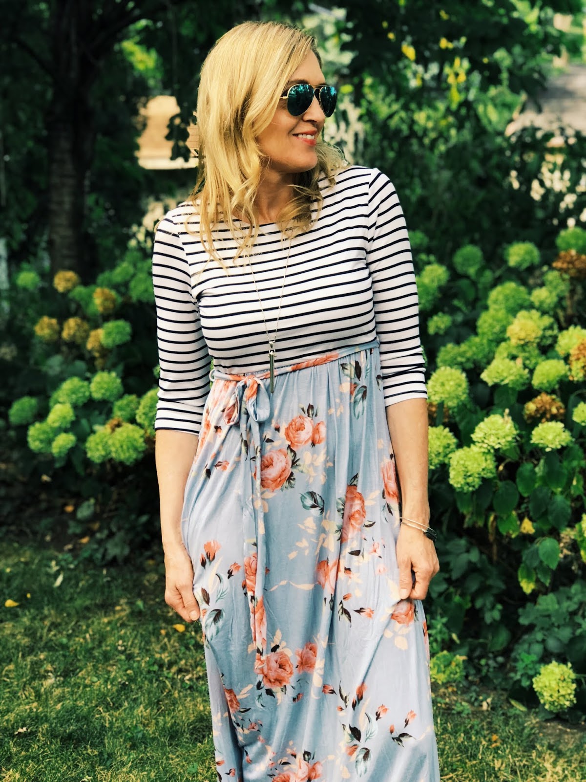 Mixed Print Maxi Dress - Doused in Pink