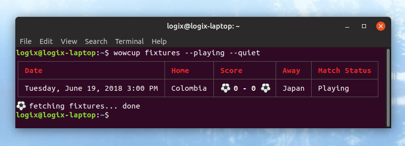Get 2018 FIFA World Cup Fixtures And Standings From The Command Line
