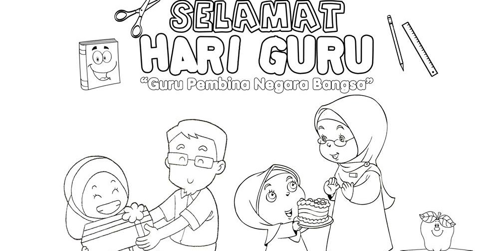 gambar mewarnai selamat hari guru membaca