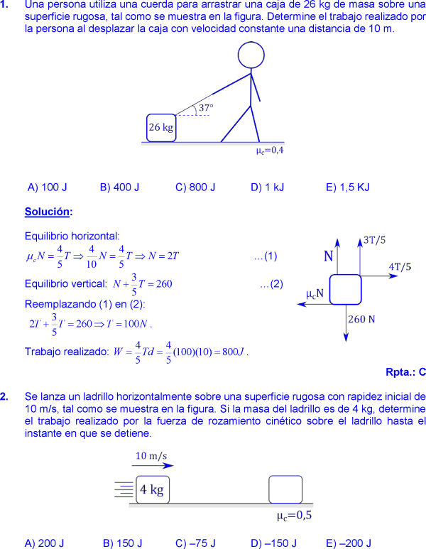 que es trabajo en fisica ejemplos resueltos