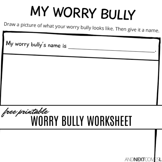 Free printable worry bully anxiety worksheet