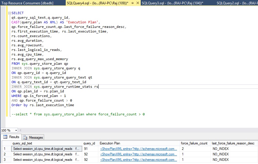 Query Store- Part 5: Checking forced plans and Query Store Failures ...