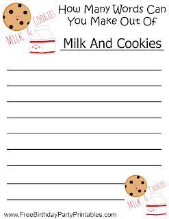 Milk And Cookie Birthday Party Printables- Free Cutouts- Game