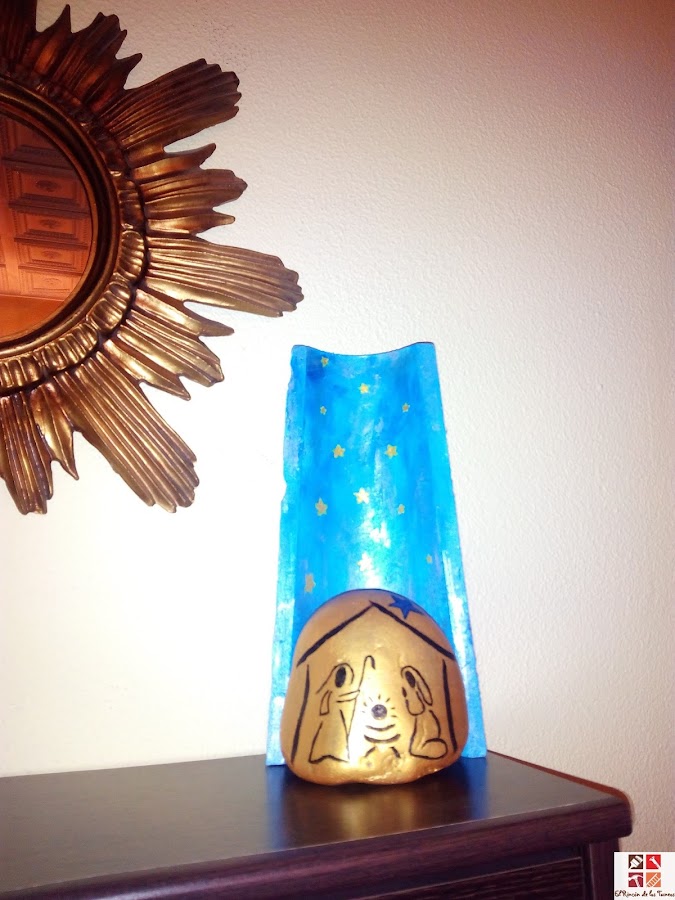 belén pintado en una teja