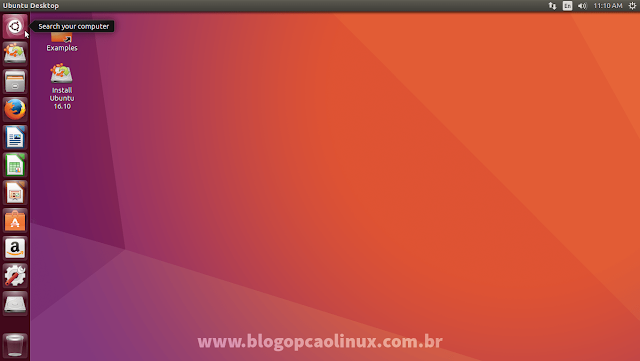 Clique no ícone do Ubuntu na barra lateral