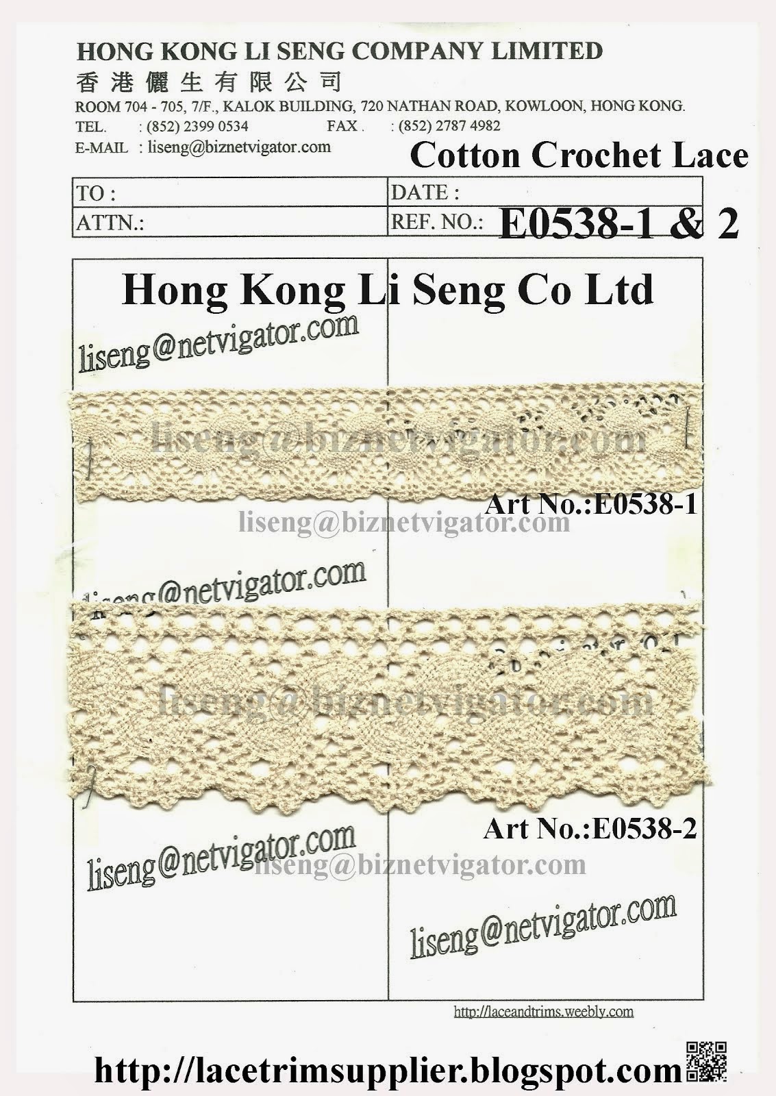 Cotton Crochet Lace Trims Factory - Hong Kong Li Seng Co Ltd