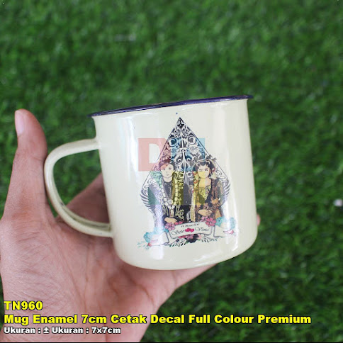 Mug Enamel 7cm Cetak Decal Full Colour Premium