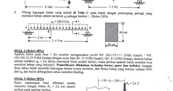 Contoh Soal Tegangan Lentur Teknik Sipil Contoh Soal Terbaru