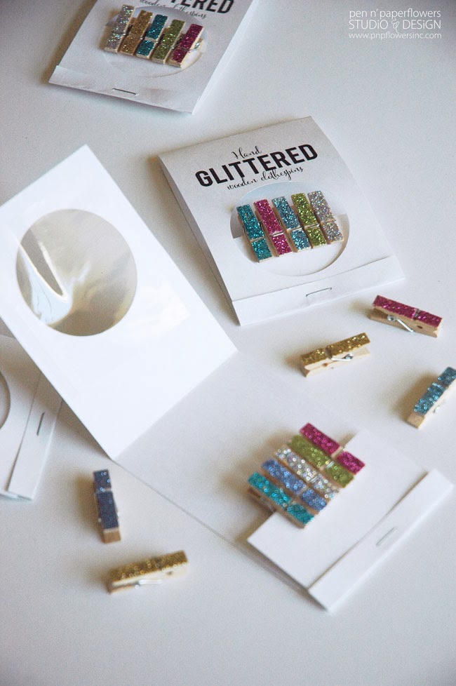 Pen + Paper Flowers CRAFT DIY Hand Glittered Clothespins Gift