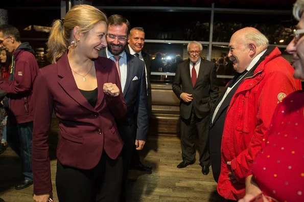 Prince Guillaume and Princess Stephanie attended the premiere of 1000 Joer Buerg Clierf's documentary film at Kinepolis. Prada