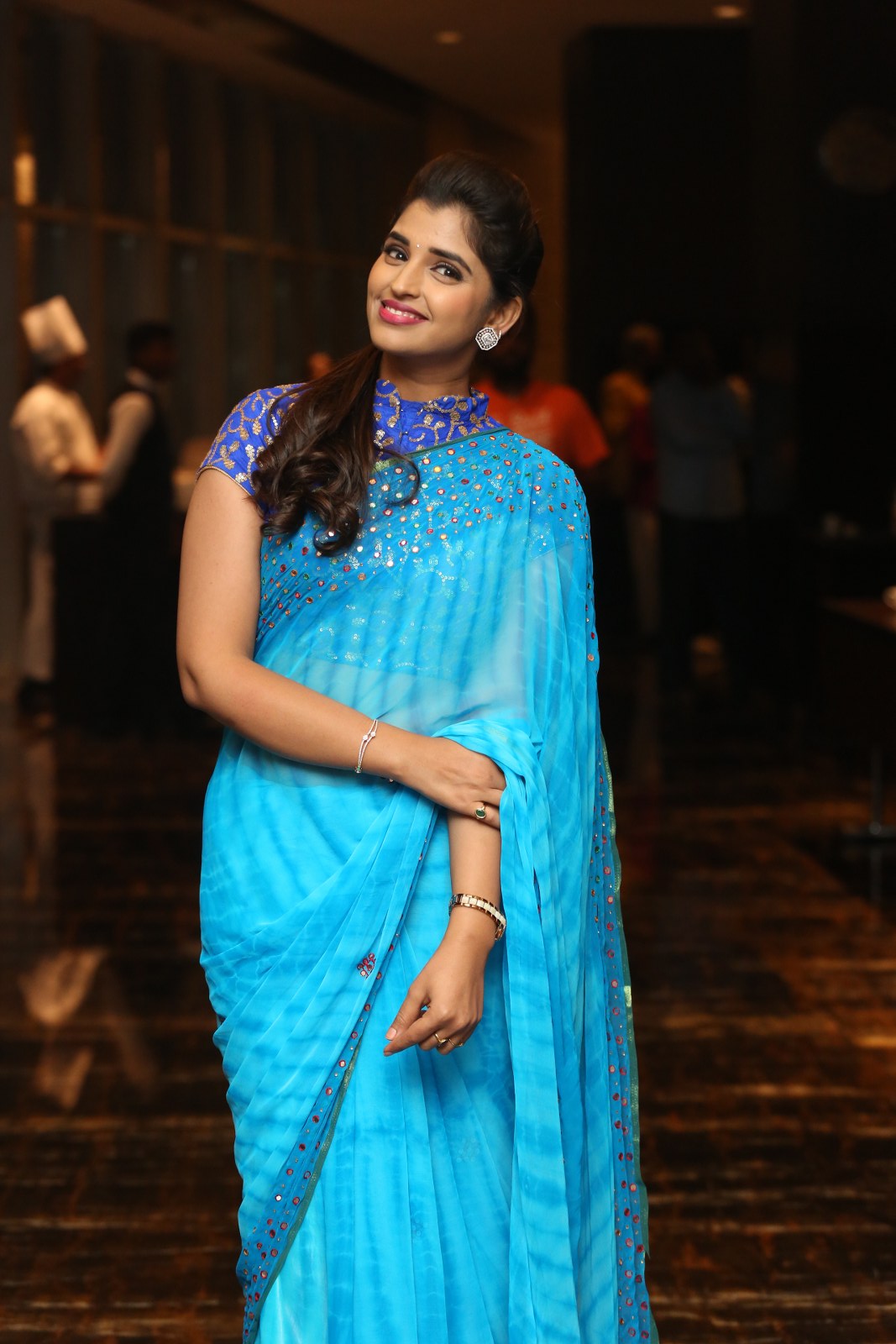 Anchor Shyamala Blue Designer Saree Stills - SET 2