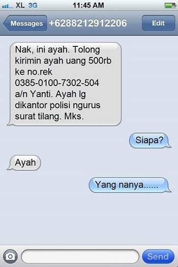 Balasan Kocak SMS Penipuan Balasan Kocak SMS Penipuan