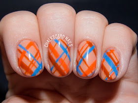 Autumnal plaid nail art by @chalkboardnails