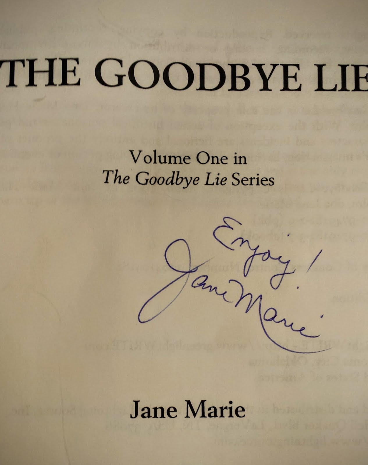 Click on the Title Page below to Read the Opening Pages of The Goodbye Lie