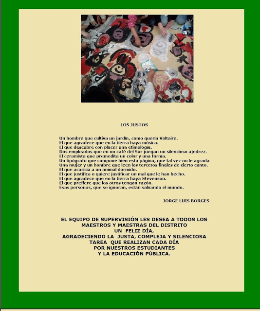 Tarjeta del dìa Maestro, poema "Los Justos" de Jorge Luis Borges