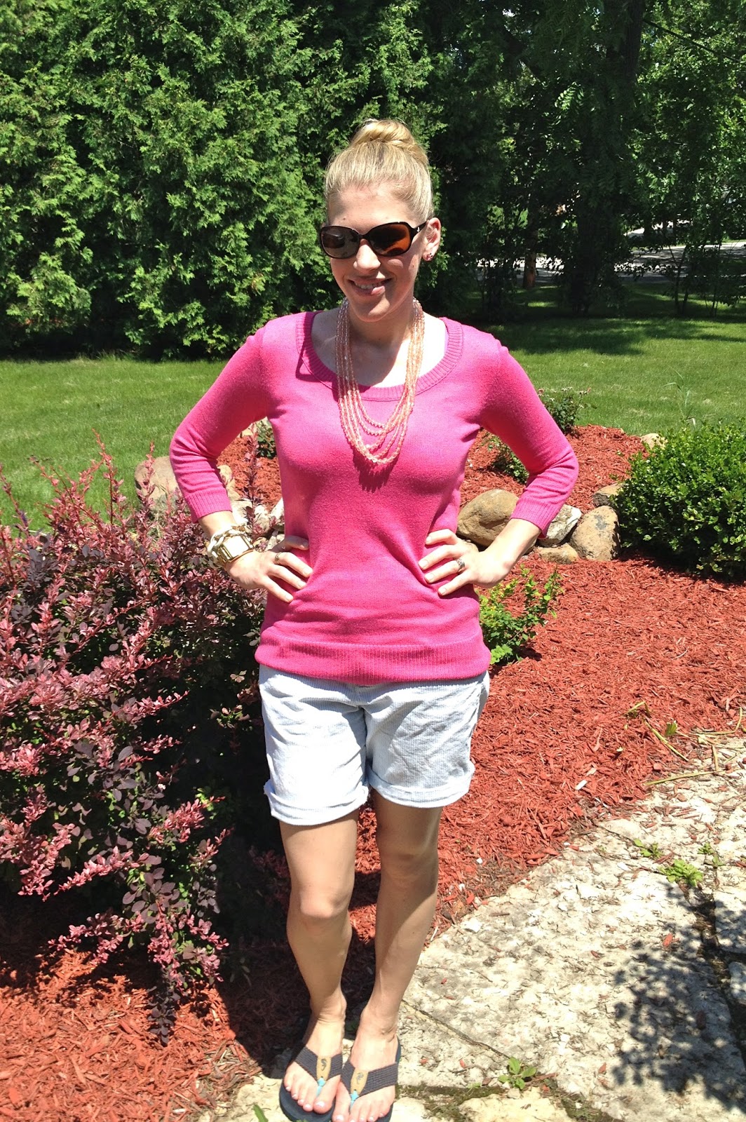 Pink, white, and blue