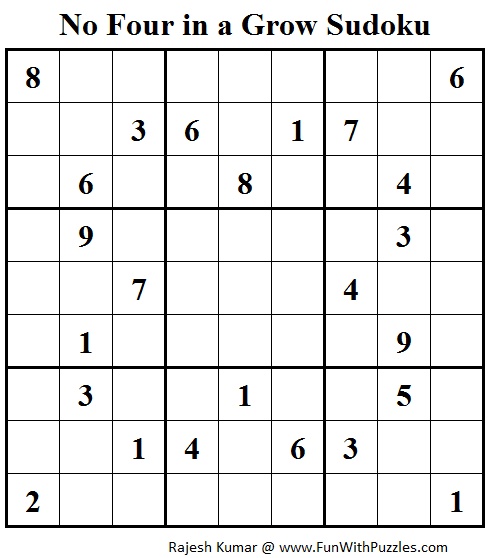 No Four in a Grow Sudoku (Daily Sudoku League #111)