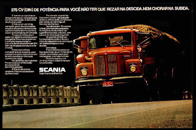 caminhão Scania,  anos 70.  brazilian advertising cars in the 70. história da década de 70; Brazil in the 70s; propaganda carros anos 70; Oswaldo Hernandez;