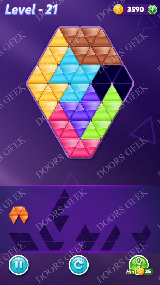 Block! Triangle Puzzle Advanced Level 21 Solution Doors Geek