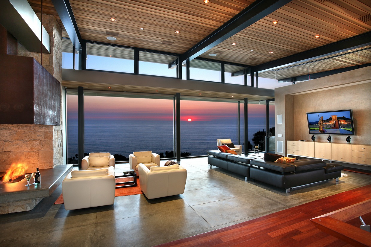 Wohnzimmer mit großer Aussicht - Modernes Haus Design