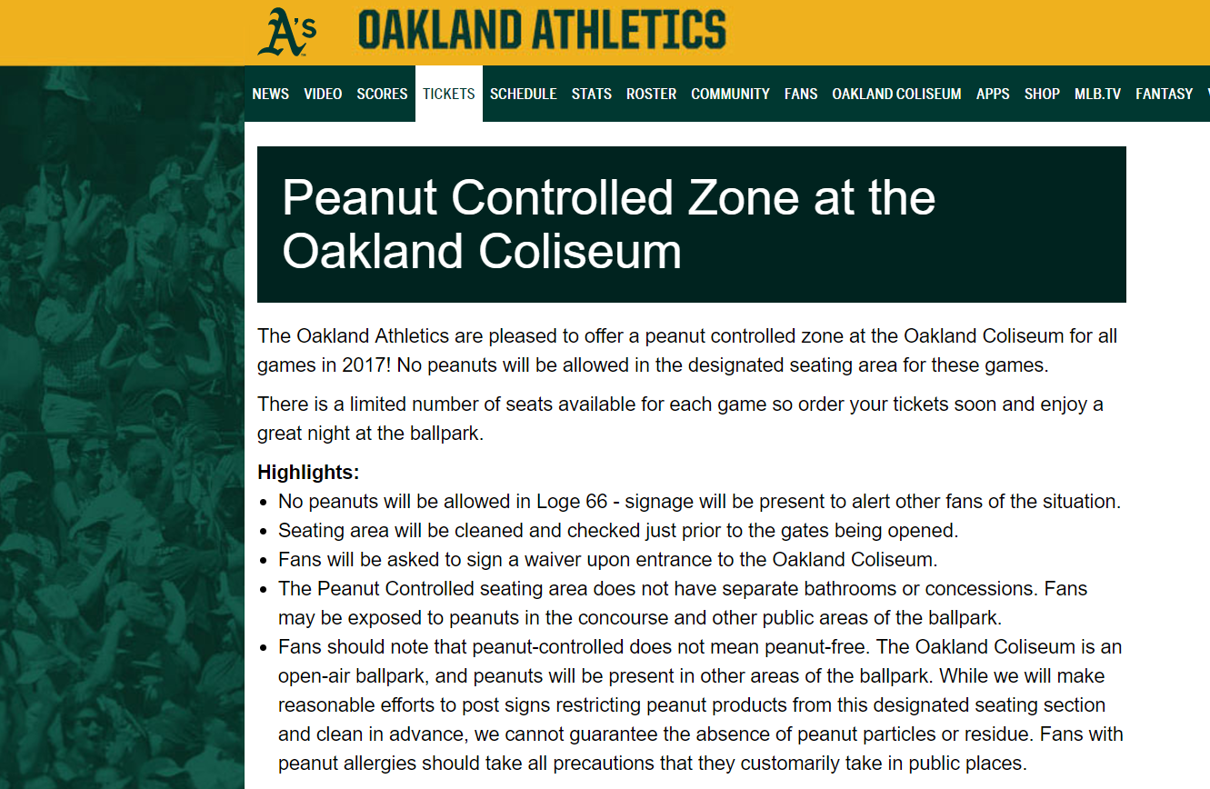 Free to Enjoy Baseball Peanut Allergy Friendly Baseball 2017 Oakland