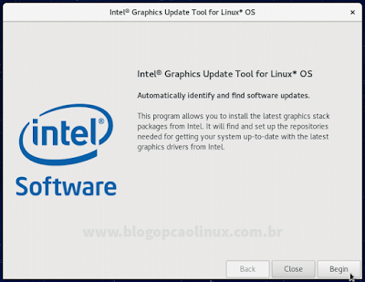 Tela inicial do Intel Graphics Update Tool