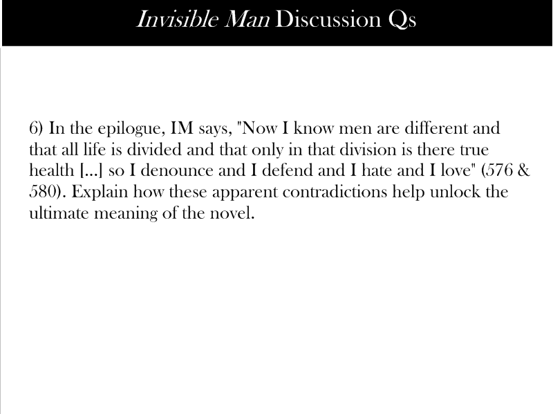 Invisible man essay topics