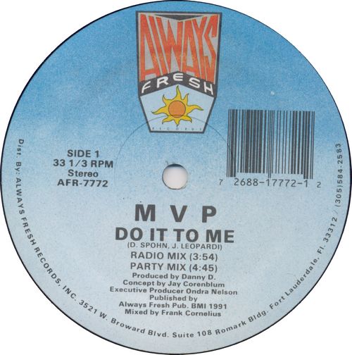 MVP – Do It To Me (melô da sem vergonha) ( Vinil - 1991) Frente