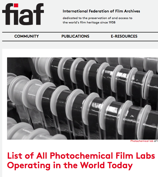 Listado de todos los laboratorios fotomecánicos operando en el mundo (FIAF)
