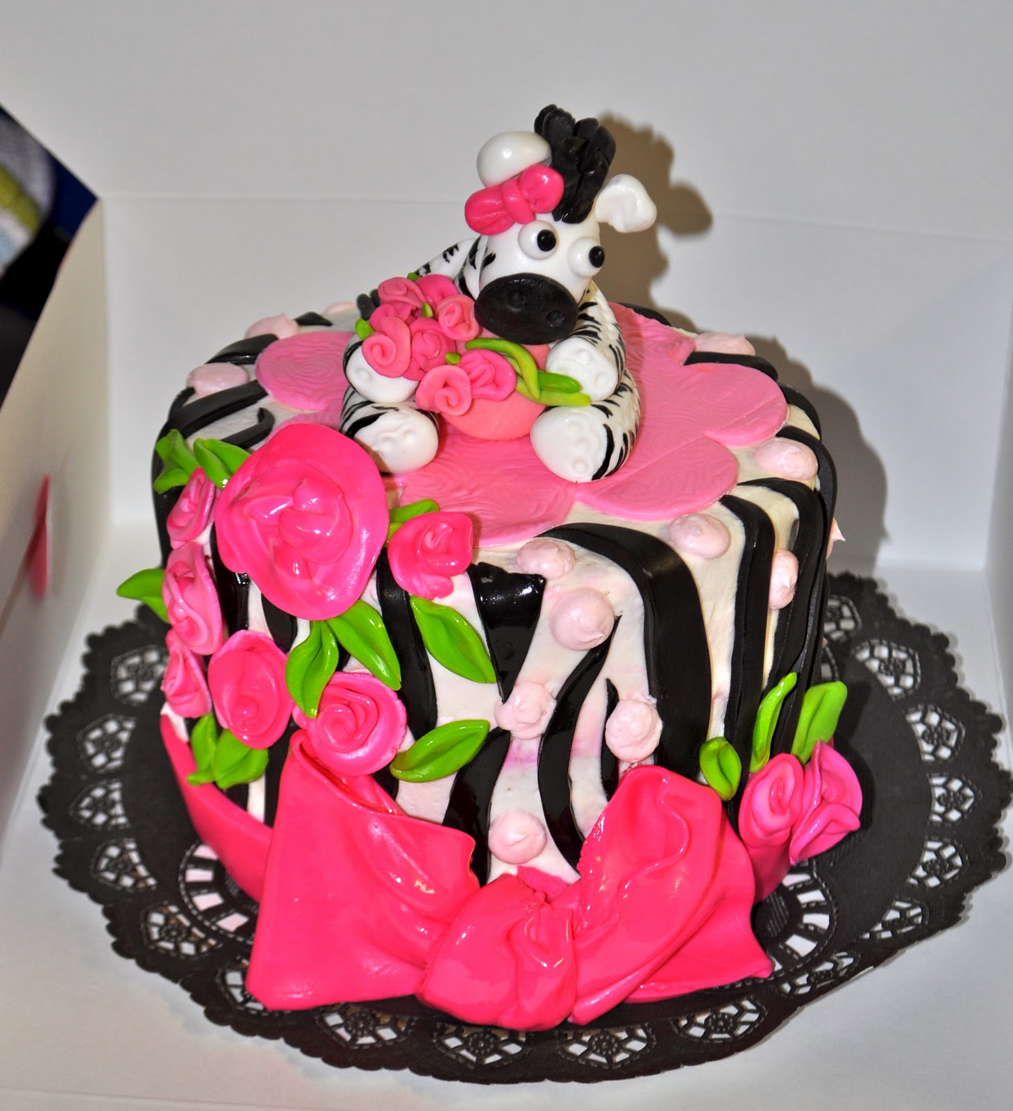 Zebra Print Baby Shower Cake and Cupcakes