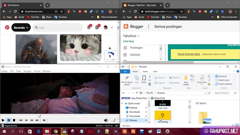 Cara Membuat Layar Laptop Menjadi 2, 3 dan 4 Bagian - Tahupost.Net