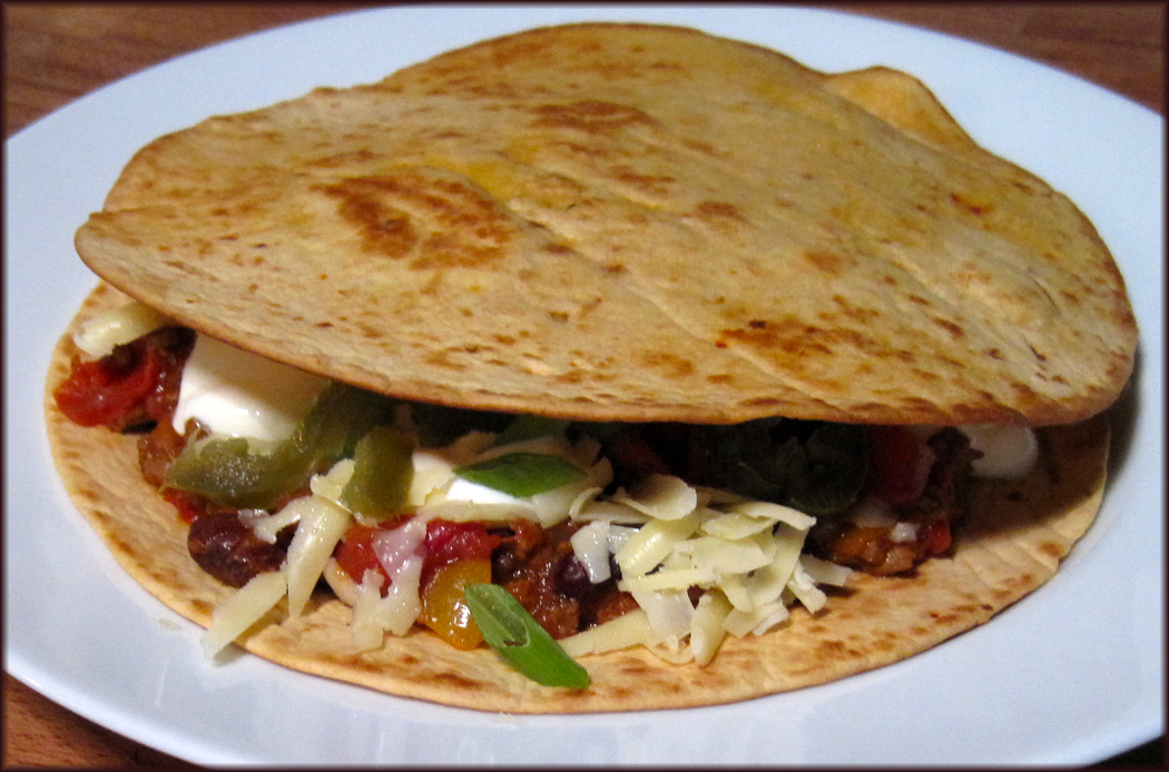 Quesadillas made with leftover Chilli con Carne A Glug of Oil