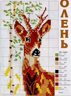 Ciervo a punto de cruz ~ laboresdeesther Punto de cruz gratis