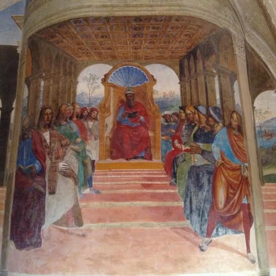 Abbazia Monte Oliveto Maggiore: Chiostro grande, Sodoma; Come Benedetto abbandona la scuola di Roma