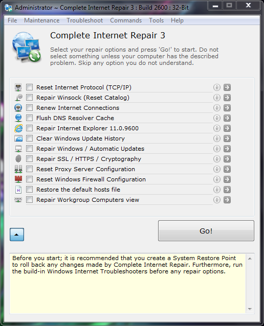 Complete Internet Repair 8.2.3.5362 Portable - Repara problemas de conexión de red en Windows - Recomendado