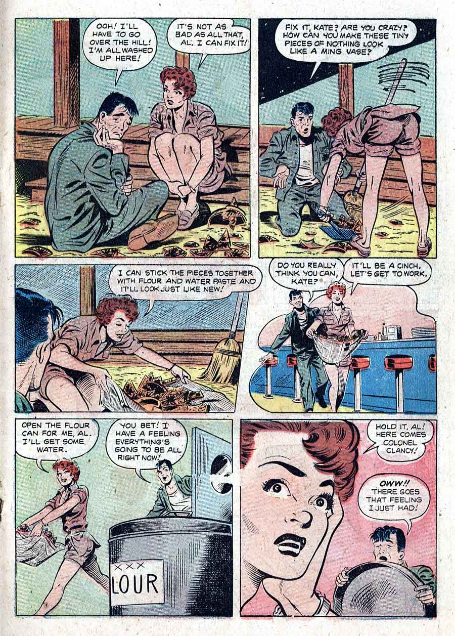 Matt Baker golden age 1950s st john canteen kate war comic book page art - Fightin' Marines #8