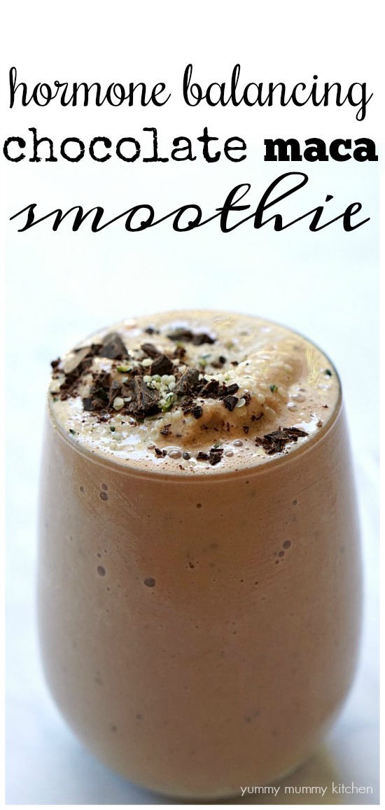 chocolate maca smoothie Hormone balancing vegan chocolate maca smoothie recipe.