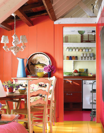 Kitchen Wall Colors on Yellow Orange Wall Pink Kitchen Vintage Fun Unique Color Combination