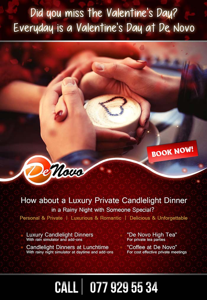 A Romantic Candlelight Dinner at De Novo, Sri Lanka! It's Ideal for Romantic Treats, Birthdays, Anniversaries or just as a Candlelight Dinner with,...