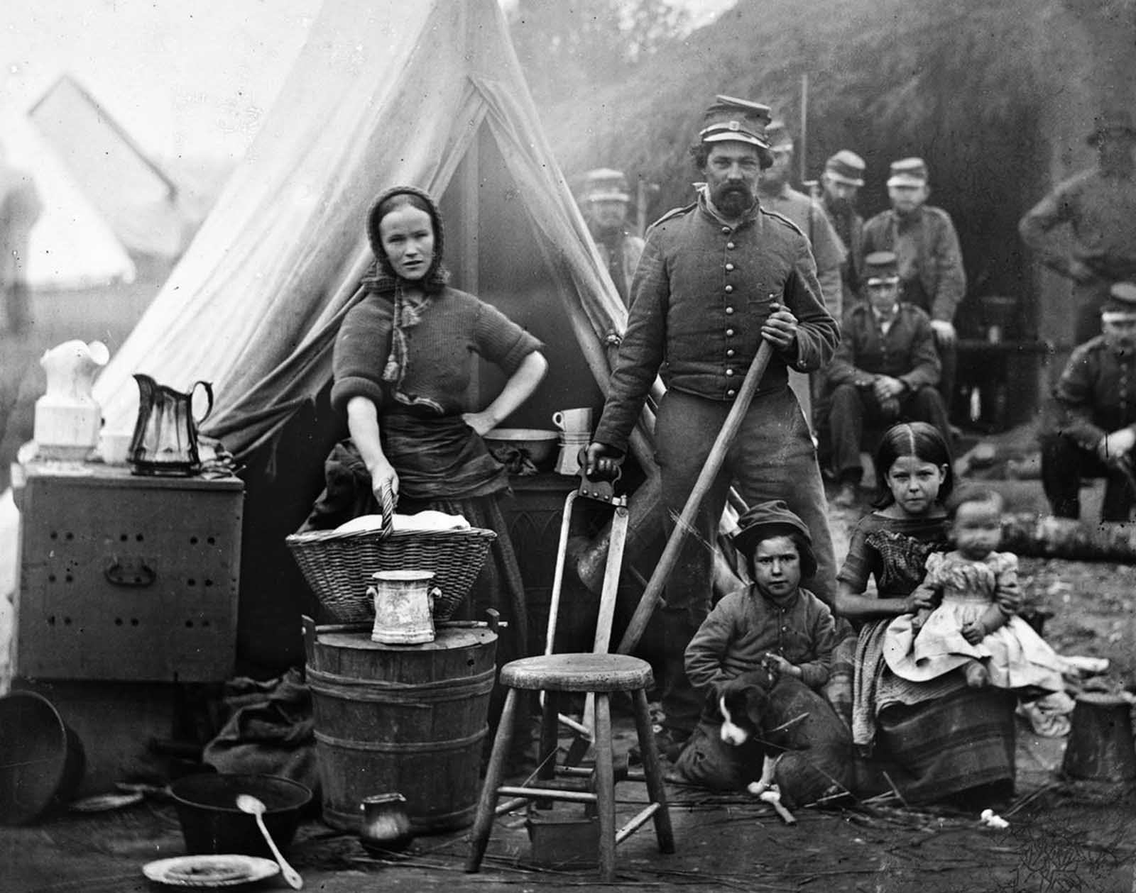 The routines of camp life of the 31st Penn. Infantry (later, 82d Penn. Infantry) at Queen's farm, vicinity of Fort Slocum, Washington, District of Columbia, during the Civil War in 1861.