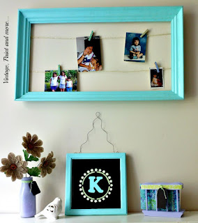 Vintage, Paint and more... string photo frame and dorm decor diy'd from thrifted items