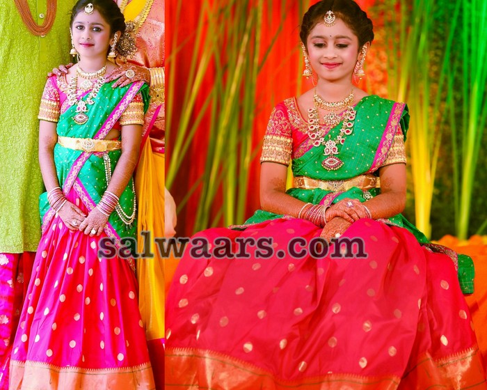 Swathi Reddy Pink Half Saree - Indian Dresses