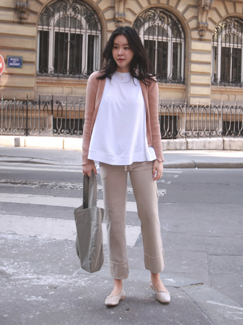 Button-Down Ribbed Slit Cardigan